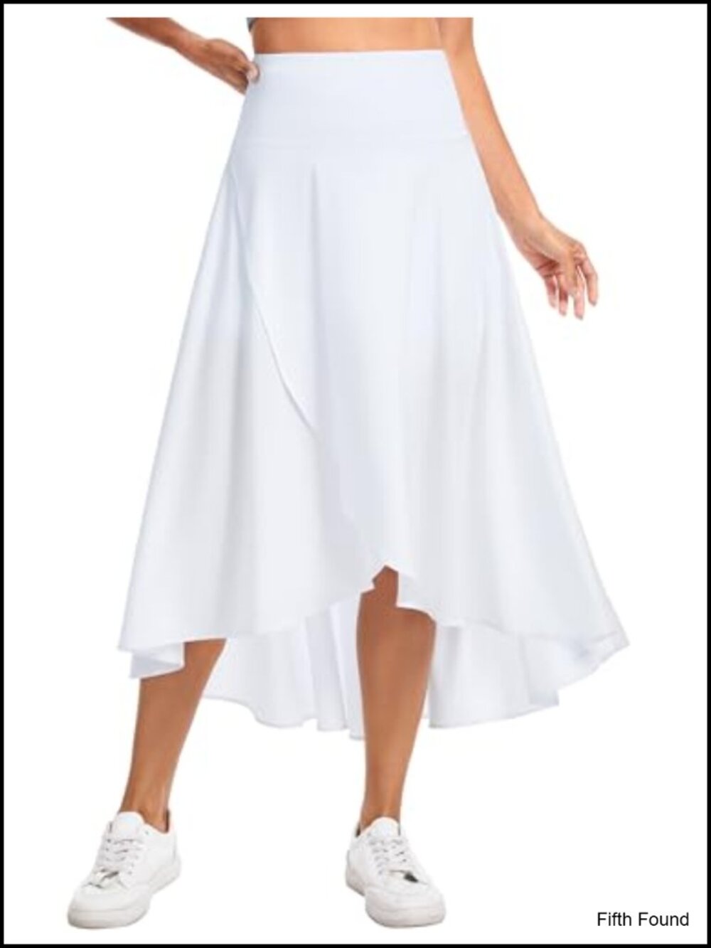 High Waist Flowy Wrap High Low Maxi Skort Built-in Shorts Pockets